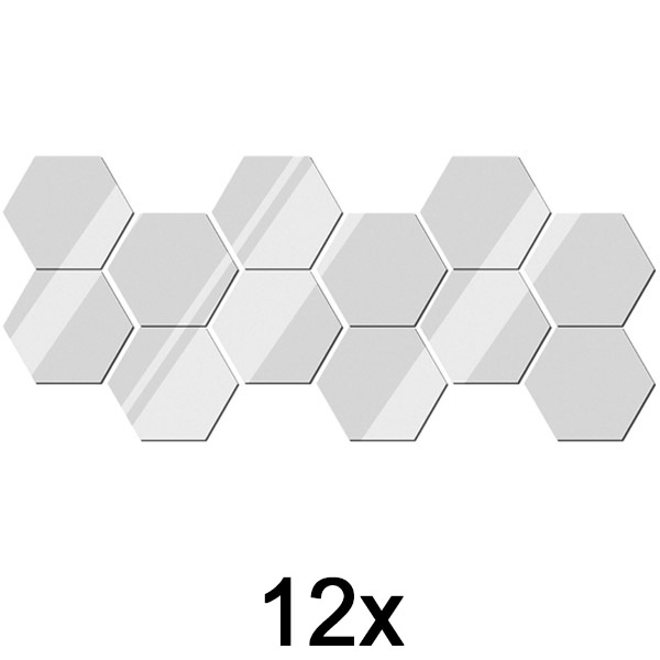 1x Autocolantes em Espelho para Paredes (Conjunto de 12) | HEXAGEM