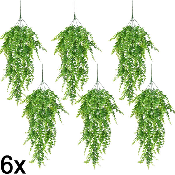 6x Planta Samambaia artificial suspensa (80 cm) | FERNY