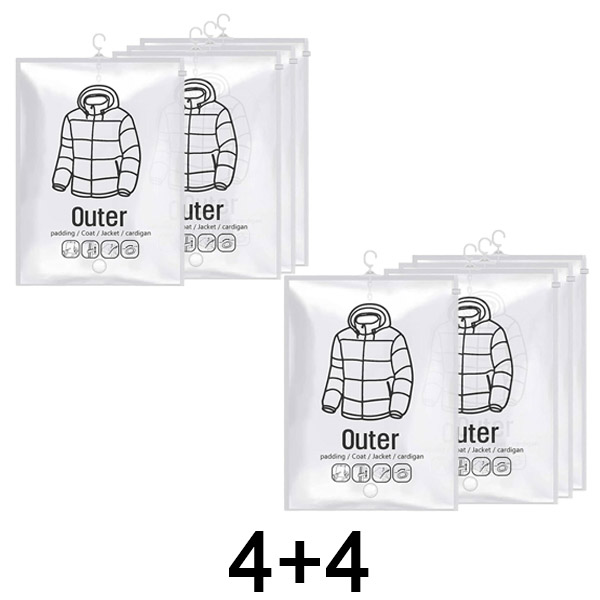 1x Sacos de armazenamento a vácuo para pendurar – (4 un) | VACUHANG 4+4 GRÁTIS